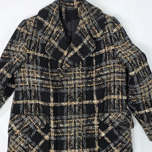 Vintage Plaid Double-Breasted Women's Coat - Picture 6 of 8